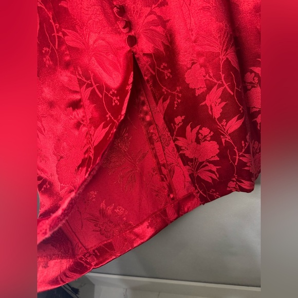 Down Joy Fashions / Elegant Red Floral Dress/ Size 8 - Picture 6 of 8